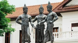 The bronze statues of the three kings who chose the site of Chiang Mai in 1296