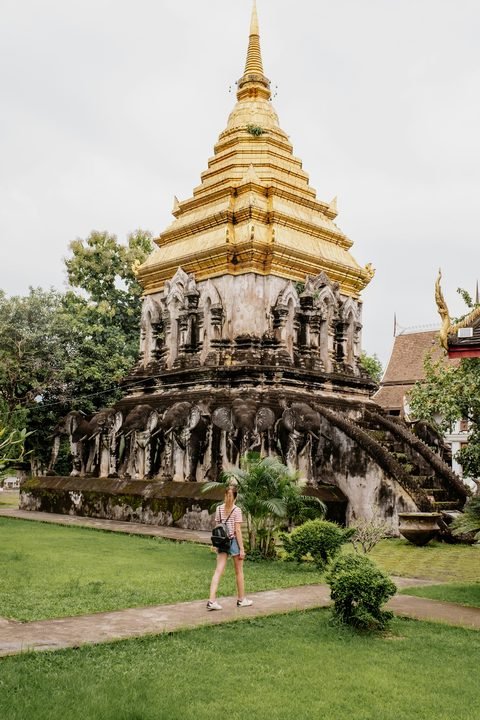 The elephant-based chedi of Wat Chiang Man, the oldest temple inside the walls